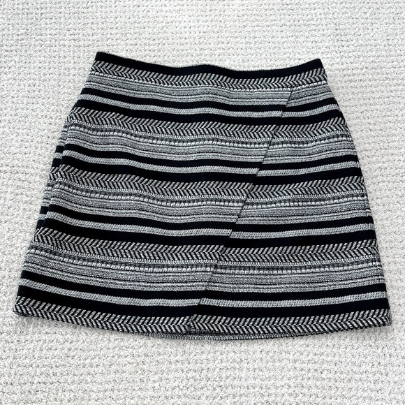 J. Crew Dresses & Skirts - J. Crew Black & White Knit Faux Wrap Mini Skirt Size 0 Fully Lined
